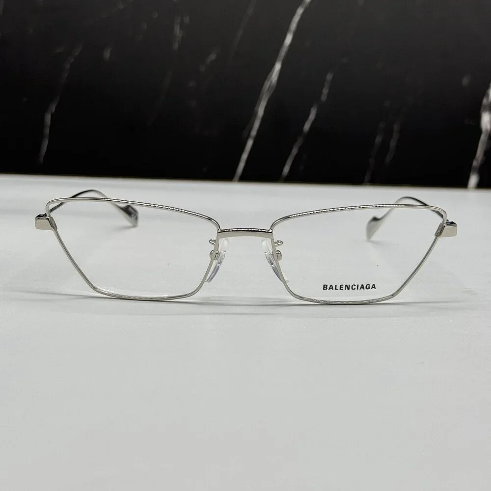 NEW BALENCIAGA BB0091O 002 CAT EYE SILVER WOMEN EYEGLASSES BALENCIAGA